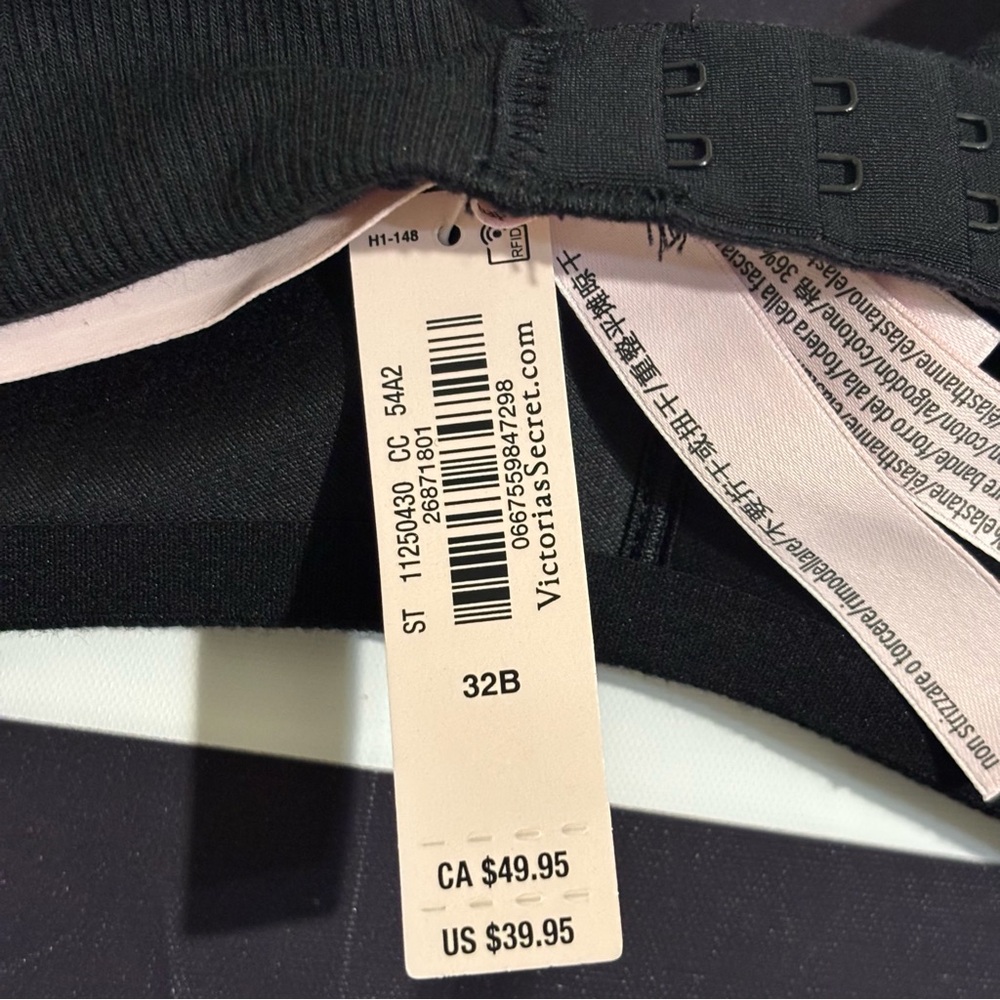 Victoria's Secret Black Ribbed Lightly Lined Full Coverage T-Shirt Bra 32B - Picture 5 of 5